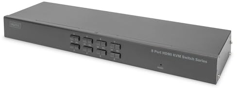 DIGITUS 8-Port KVM HDMI Switch - DDC kommunikation - HDMI 1.4, HDCP 2.2 - UltraHD 4k30Hz - USB-portar för mus & tangentbord - Hotkey switching - inga drivrutiner krävs - Svart