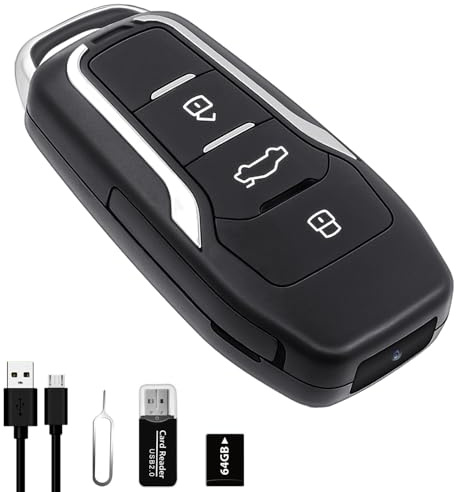Kiewn 64GB Spy Camera Car Key,360 Minutes Battery Life, Mini Nanny Cam Hidden Camera,Small Hidden Camera with HD 1080P,Surveillance & Security Spy Hidden Cameras