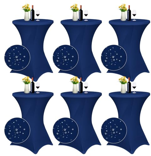 6er-Set Wasserfest Stretch Stehtisch Husse für Bistrotisch Ø 80-85 cm