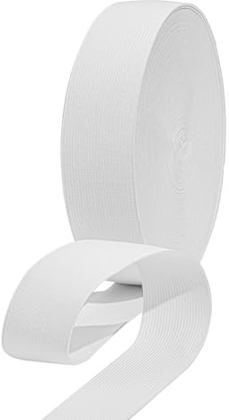 HERZONE 20 M Gummiband 4 Cm Brett Elastiskt Band Vitt Starkt Byxgummi Hemtexilier Sytillbehör Gör-Det-Själv Pyssel (Vit, 4 Cm)
