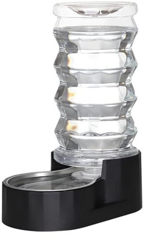 Sfozstra Lagre Distributeur d'eau automatique pour chien en acier inoxydable Noir 8 l Idéal pour les maisons familiales et les activités de plein air