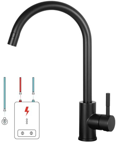 Robinet de cuisine basse pression, pivotant à 360°, facile à démonter et à nettoyer, convient aux chaudières (type U, noir)