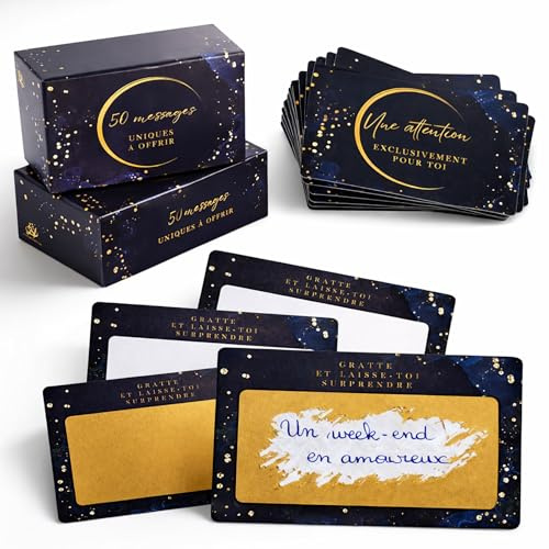 Set di 50 biglietti da grattare personalizzabili, buoni e buoni regali, messaggi, sfide e sorprese, idea regalo originale coppia e amici, compleanno, San Valentino, grande area da riempire