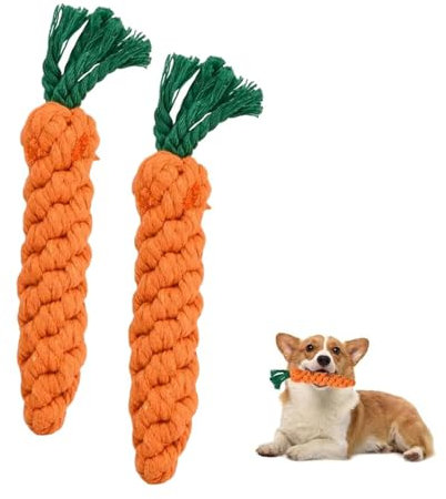 Yuannee Hundespielzeug Karotte,2 PCS Robustes Kauspielzeug für Welpen Hunespielzeug aus Geflochtenem Seil Ostern Hund Spielzeug Welpen Hund für Kleine Mittelgroßen Hund