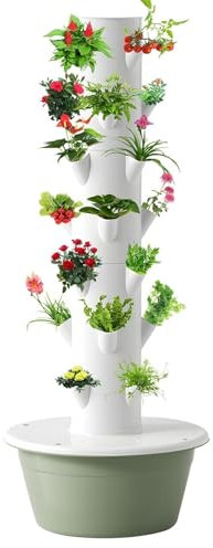 Torre hidropónica Con luz LED,Torre hidropónica Vertical,Plantación frutas y verduras,Cultivo hidropónico de jardín,para Hierbas, Frutas y Verduras,7Layer