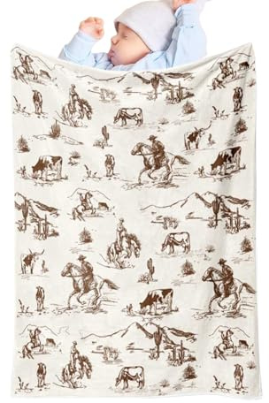 Couverture Bébé Cheval, Couverture de Lancer Style Western, Couette Courtepointe Douce Rustique pour Pique-Nique Plage Voyage Patio Salon Cuisine Parc Ferme Appartement Banc d'Extérieur
