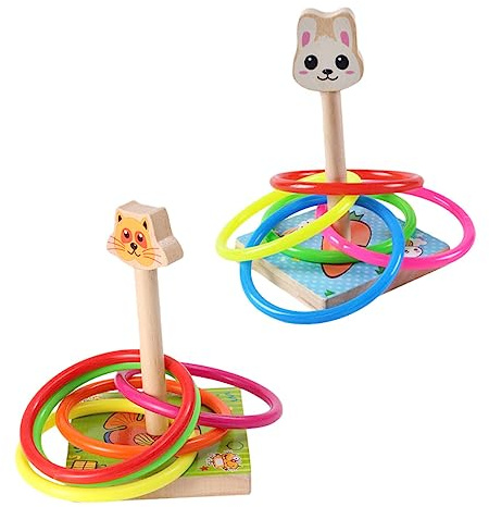 SOIMISS Jeu de Lancer Anneaux pour Garçon Fille avec Animaux Cartoon Colorés Éveil et Activités Préscolaires Couleur Aléatoire Couleur Aléatoire
