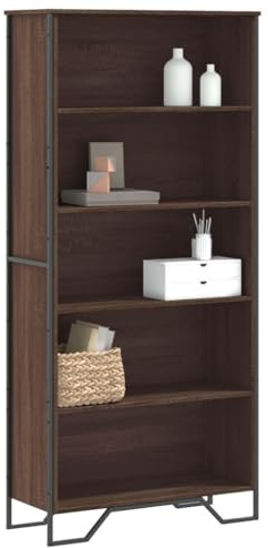 Frdhee Pequeño armario estantería estantería estantería marrón roble 80 x 31 x 169 cm material de madera para salón, dormitorio, estudio, cocina