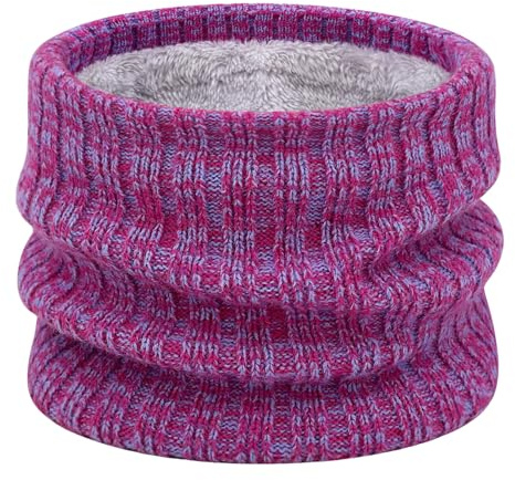 HOPSOOKEN Kids Fleece Neck Warmer Gaiter Winter Scarf for Boys Girls Windproof Soft Thermal Infinity Scarf for Cold Weather(Rose)