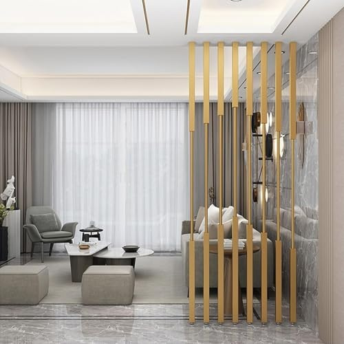 Separador de habitación sin taladrar de piso a techo, división de privacidad, poste de pared de listones de metal, separador de decoración de oficina