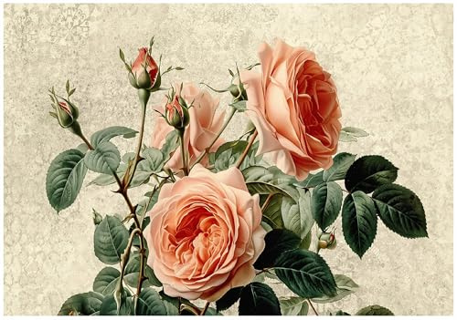 WallArena Carta da parati murale strutturata in vinile, motivo floreale, 254 x 184 cm, per soggiorno e camera da letto, carta da parati in vinile di alta qualità con struttura in sabbia, inclusa colla
