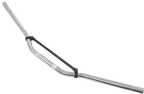 Motorcycle Handlebars 22mm 7/8 inch with Cross Brace Bar for Motocross Streetfighter Supermoto Enduro (Silver/Black)