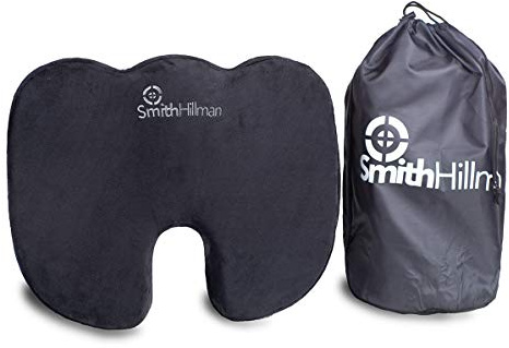Smith Hillman Coccyx Seat Cushion – Sitting Pain Relief from Sciatica, Lower Back & Tailbone Pain | Premium MemoryFoam | Medium Firm (Black, Velour)