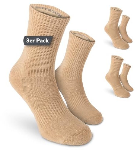 Safersox Mückenschutz Socken, 3er Pack, Beige, 43-46