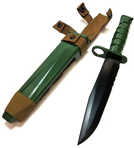 Airsoft Parts CYMA Soft Rubber Plastic Caoutchouc Souple en Plastique M10 Couteau (Non-Sharp Fake Knife) (Faux Couteau Non Tranchant) with Sheath avec Gaine Olive Drab OD