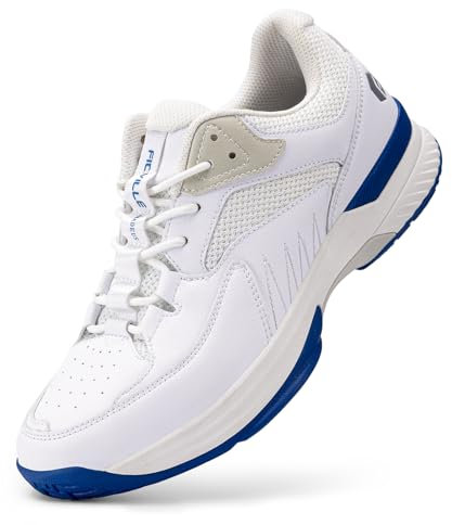 FitVille Extra Weit Tennisschuhe Herren Breit Hallenturnschuh Atmungsaktiv Training Schuhe für Tennis Badminton Walking Fitnessstudio Weiß 44 EU Weit