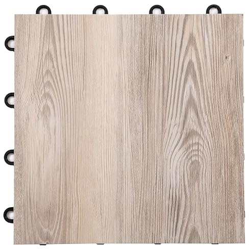 IncStores 3/8 Thick Snap Together Dance Flooring Tiles | 12”x12” Printed Vinyl Dance Floor Tiles for Practice & Performance | Beachwood | 28 Tile Pack