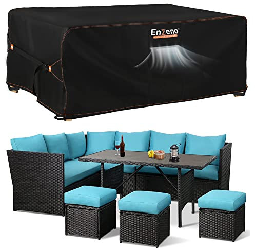 Enzeno Outdoor Garden Furniture Set Covers Waterproof,242x182x100cm 420D Oxford Fabric Furniture Covers for Outside,Large Patio Set Cover, Garden Table Cover,Windproof, Anti-UV,Rectangular
