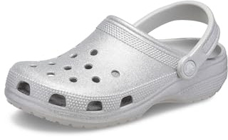 Crocs Classic Glitter Clog Silver Glitter Size 7 UK Men/ 8 UK Women