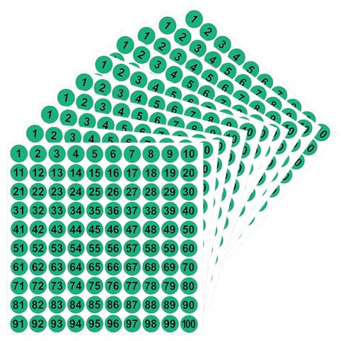 LICQIC 10 Sheets Small Self Adhesive Number Stickers, 1 to 100 Sticky Round Number Labels for Sorting, Organizing, Storage Boxes, Lockers, Office&School Supplies, 10 mm