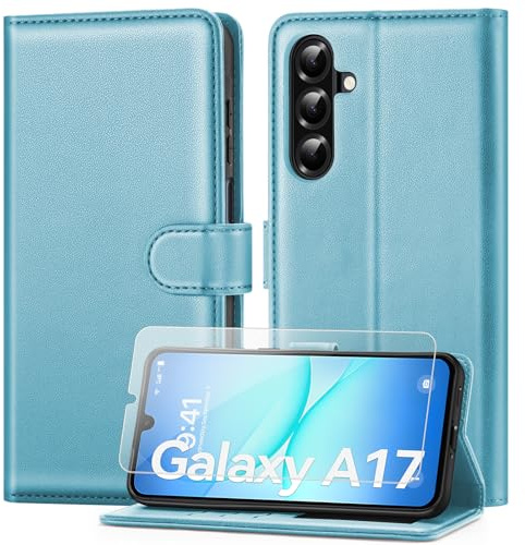 ivencase Coque pour Samsung Galaxy A17 avec Verre Trempé, Ciel Bleu