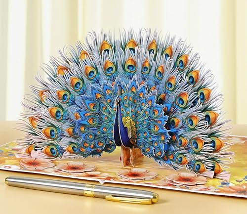 CUTPOPUP Pavo real Tarjetas Dia de La Madre, 3D Tarjeta Cumpleaños, Regalos Originales Para Mujer, Regalos Para Mujer (Peacock) US8-AN180ES