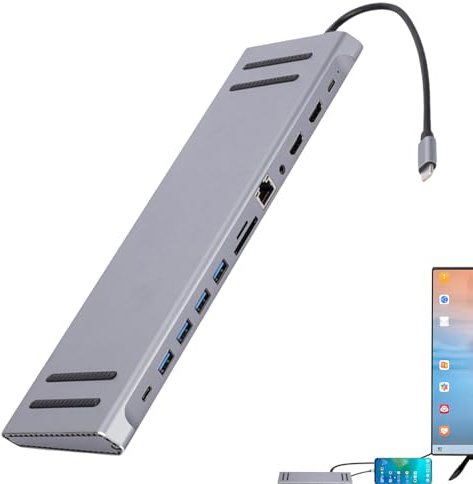Estación de Acoplamiento para computadora portátil, Estación de Acoplamiento para computadora portátil | de USB C Hub USB - Hub de expansión de Alta Velocidad, Adaptador