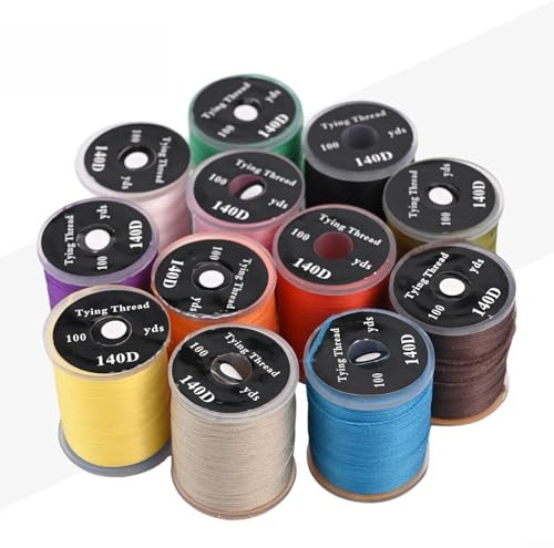 Kit di fili per la costruzione di mosche 140D, materiale in nylon, diverse opzioni di colore, bobina morbida e flessibile per mosche secche bagnate e ninfe, dimensioni da 6 a 14, per pesca a mosca (12