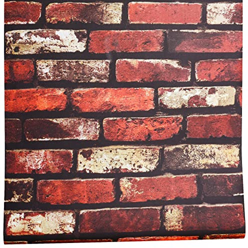 JOLIHOME Papel Pintado Efecto Ladrillo Rojo 44.5x500cm Papel Tapiz Autoadhesivo 3D Vintage Papel de Contacto Para Dormitorio Baño Cocina Pared