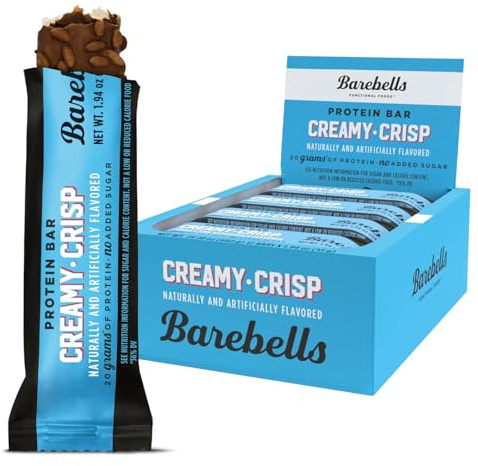 Barebells Protein Bars Creamy Crisp - 12 Count, 20g High Protein Treats - Chocolate Nutrition Bar with 1g Total Sugars - On-The-Go Breakfast or Post-Workout Snack