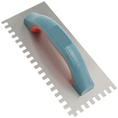 AERZETIX - C64835 - Llana dentada para alicatado/talocha con dientes 10x6mm - herramienta manual para la construcción - manija en plástico - edificio mampostería recubierto de yeso - en acero