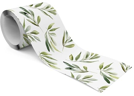 Muralo - Bordo autoadesivo – Bordo da parete – Decorazione da parete – Decorazione da parete per pareti, mobili, soffitti, carta da parati, rivestimenti murali, porte – Foglie acquerellate – Larghezza