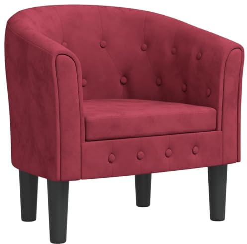 KTHLBRH Fauteuil de lecture Fauteuil de Lecture Confortable Fauteuil Club Club Vin Rouge Velours Salon Chambre Bureau