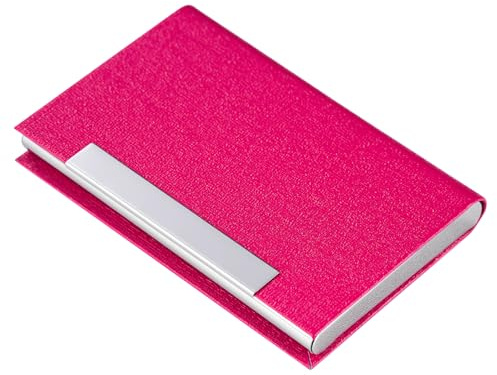 sundee Porte-cartes de visite professionnel en métal et cuir pour homme et femme, porte-cartes fin avec magnétique, portable et élégant pour les réseaux sociaux, 24023 Jg-rose, Minimaliste
