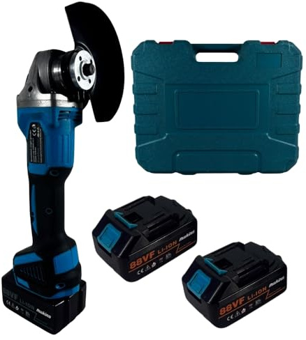 Smerigliatrice Angolare a Batteria, 100/125mm Flex da 98V con 2 Batterie da 6.0Ah, Motore senza Spazzole Brushless 8500 giri/min, con Base di Ricarica e Valigetta