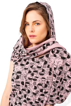 Mamatayoe Dadá. Bufanda Estampada con Capucha para Mujer de Color Rosa. Fular Casual y Cálido de Algodón para Otoño Invierno