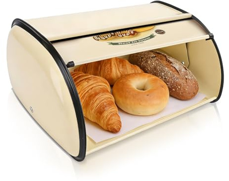 Buachois Boîte à pain, boîte à pain roulante, récipient à pain vintage pour comptoir de cuisine, type tambour, bac de rangement en métal pour pain, gâteau, beignet, biscuit, vaisselle (Type 3)