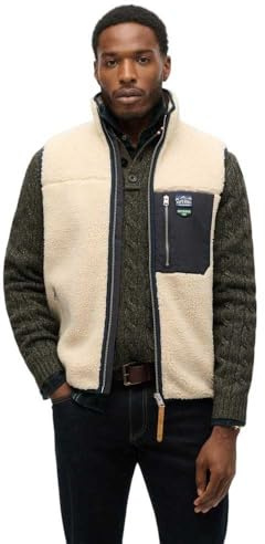 Superdry Herren Vintage Retro Borg Fleece-Weste Hafer Beige M