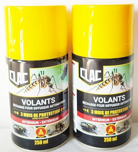Recharge jaune insecticide Pyrèthre, Mouch'clac, Protecta, Anti Mouches, Anti Moustiques... - 2 x 250ml