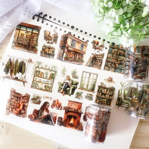 FyzendR Washi Tape - Accesorios para scrapbooking, set de 3 rollos de cinta adhesiva PET, pegatinas estéticas para decoración de álbumes de recortes, diarios, revistas, calendarios, accesorios de