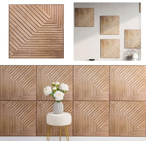 Jackfru 10 piezas de paneles de pared 3D autoadhesivos 30x30cm, azulejos de pared con aspecto de laminilla de madera, revestimiento de pared impermeable para desprender y pegar, paneles de pared