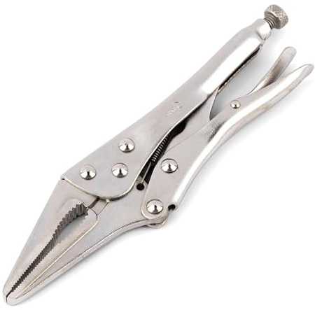 URASISTO 9-Inch Long Nose Locking Pliers, Premium Cr-V Construction, Long Nose Pliers with Wire Cutter for Easy Access to Hard to Reach Areas