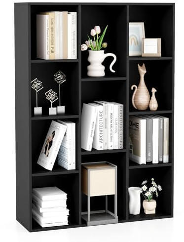 RELAX4LIFE Libreria a 11 Cubi Reversibile, Scaffale Autoportante in Legno con Kit Anti-Ribaltamento, Moderno Organizzatore di Stoccaggio per Soggiorno, Camera da Letto, Stanza dei Bambini (Nero)