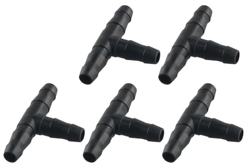 Paquete de 50 conectores en T de plástico para tubos de riego por goteo de 4 mm y 7 mm, junta de conexión de agua para aspersores de jardín