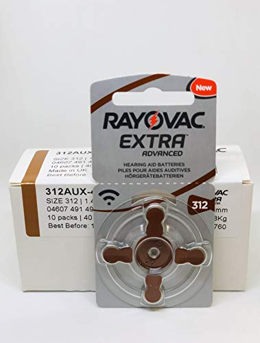 Rayovac Extra Advanced Batteri, akustiska batterier, Zinco Aria, format 312 Value, förpackning med 40 batterier, brun 40 brun
