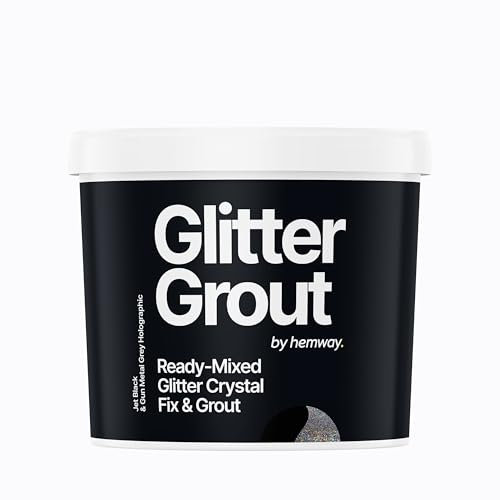 Hemway 2.5 L / 4.5 kg Gun Metal Grey Holographic Glitter with Jet Black Grout | Ready Mixed & Easy to Use | Suitable for Kitchen & Bathroom | Waterproof & Mould Resistant | Non-Toxic & Cruelty Free