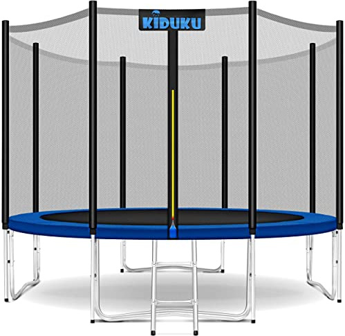 KIDUKU® Cama Elástica de Jardín Ø 427 cm | Set Completo con Red de Seguridad, Escalera, Cobertura, Anclajes y Accesorios | Trampolín Exterior Infantil Niños