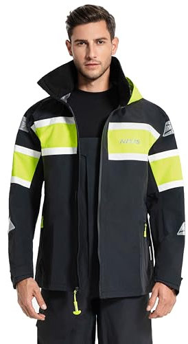 Navis Marine Segeljacke Herren Wasserdicht offshore, Atmungsaktiv mit Reflektionen - ideal für Küstensegeln, Angeln und Outdoor Aktivitäten NS-347(Black,M)