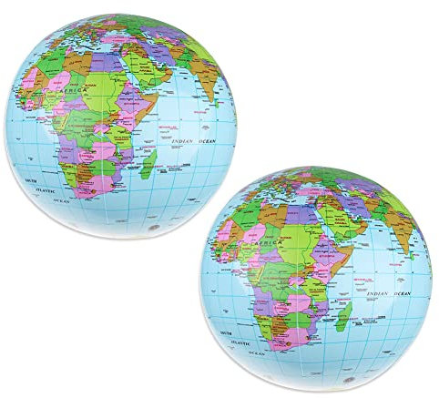 Mappamondo Gonfiabile, Globo Educativo Interattivo, Mappamondo Illuminato, Mappamondo per Bambini, Mappamondo, Mappamondo Antico per la Scuola, la Casa e L'ufficio, 2 Pezzi(16 Pollici)