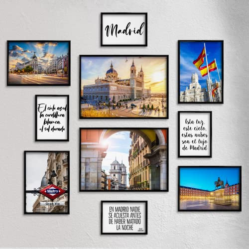 Giallobus - Conjunto de 10 carteles de pared - Colección ciudad de Madrid - Papel estucado - | 2 x A3 42x30cm | 4 x A4 30x21cm | 4 x A5 21x15cm | - SIN MARCOS - Cuadros modernos salón